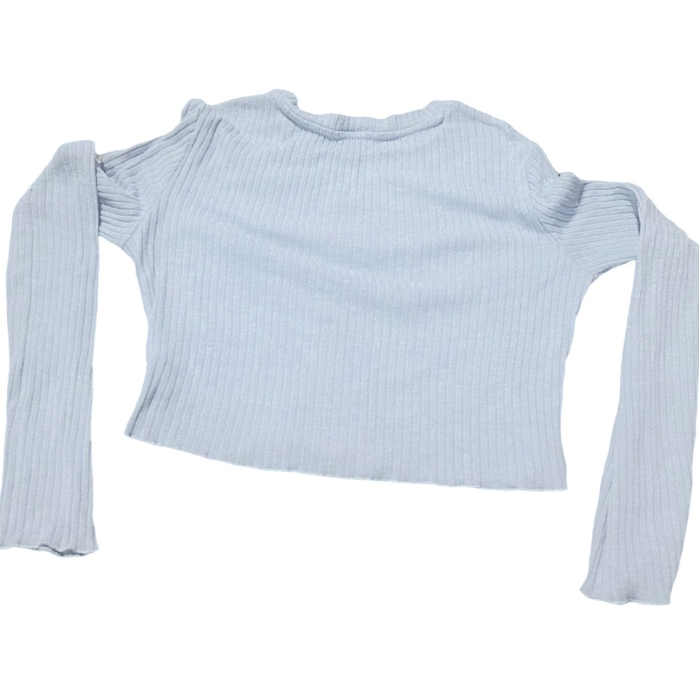 Light Blue Cropped Sweater Adult Medium SHEIN